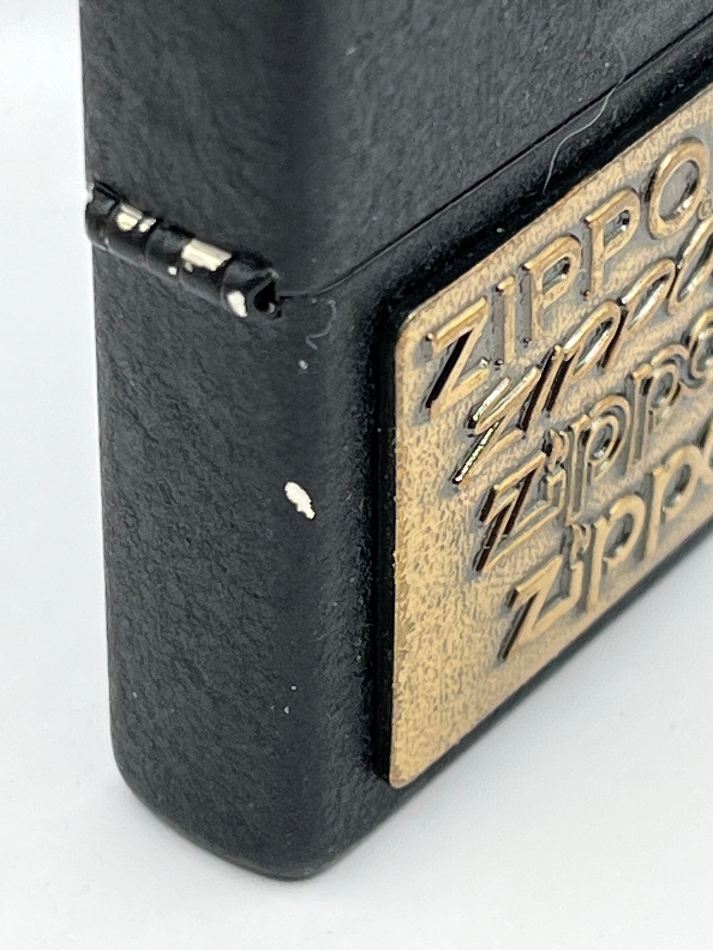 1999 Zippo logos #362 Zippo Brass Emblem on Black Crackle Bradford stamped but with correct year Niagara Falls stamped insert unfired.