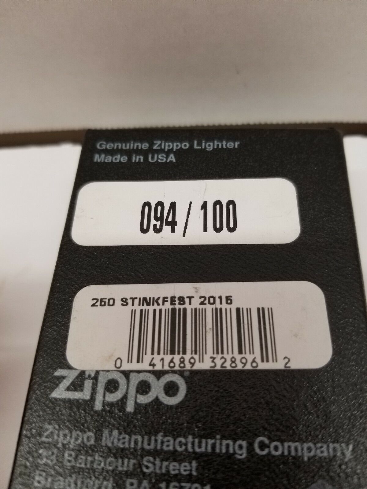 Stinkfest Zippo lighter 2015 "phew' mib with sticker. #94/100