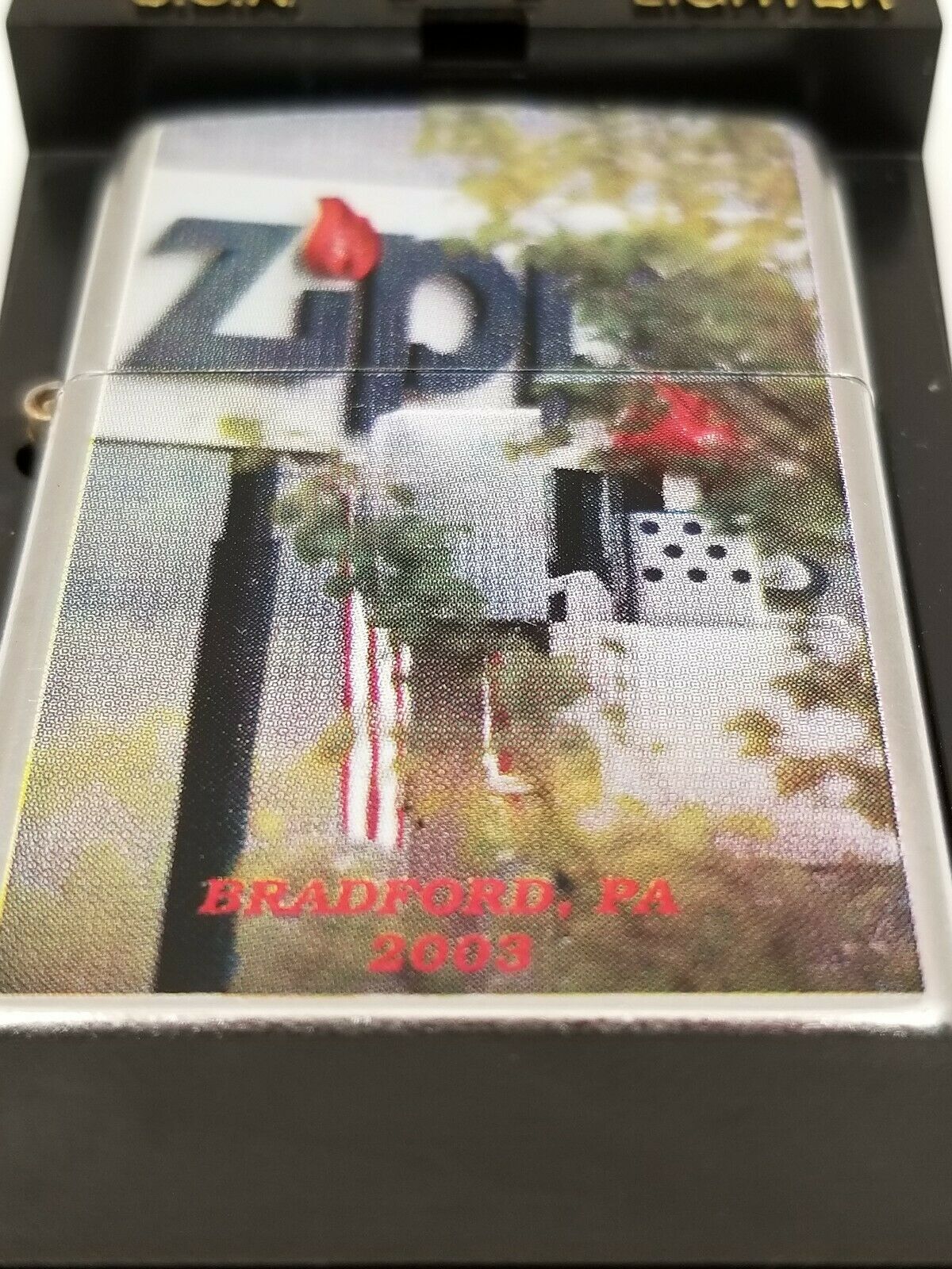 Flame The Main Zippo lighter 2003 mib with paperwork and sticker. #109/500